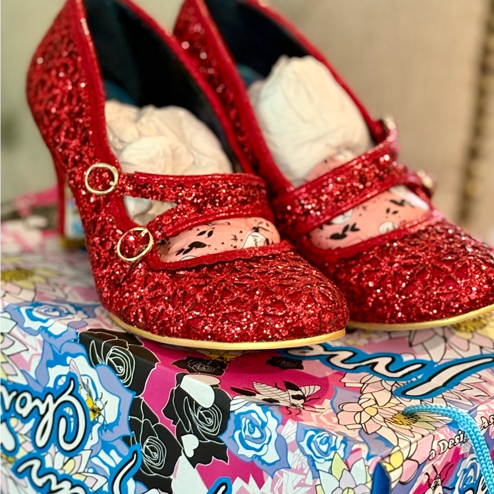 Irregular Choice red glitter heels